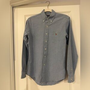 Ralph Lauren Men’s Blue Stretch Oxford Button Down Shirt- Small Slim fit